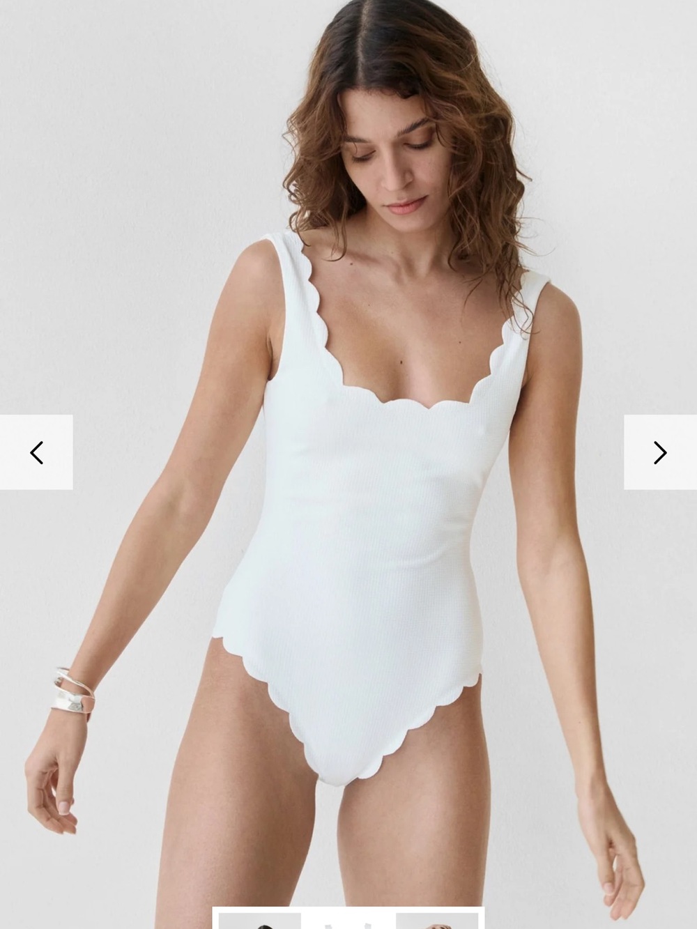 Marysia Palm Springs Maillot Swim White Scalloped One-Piece Swimsuit NEVER WORN